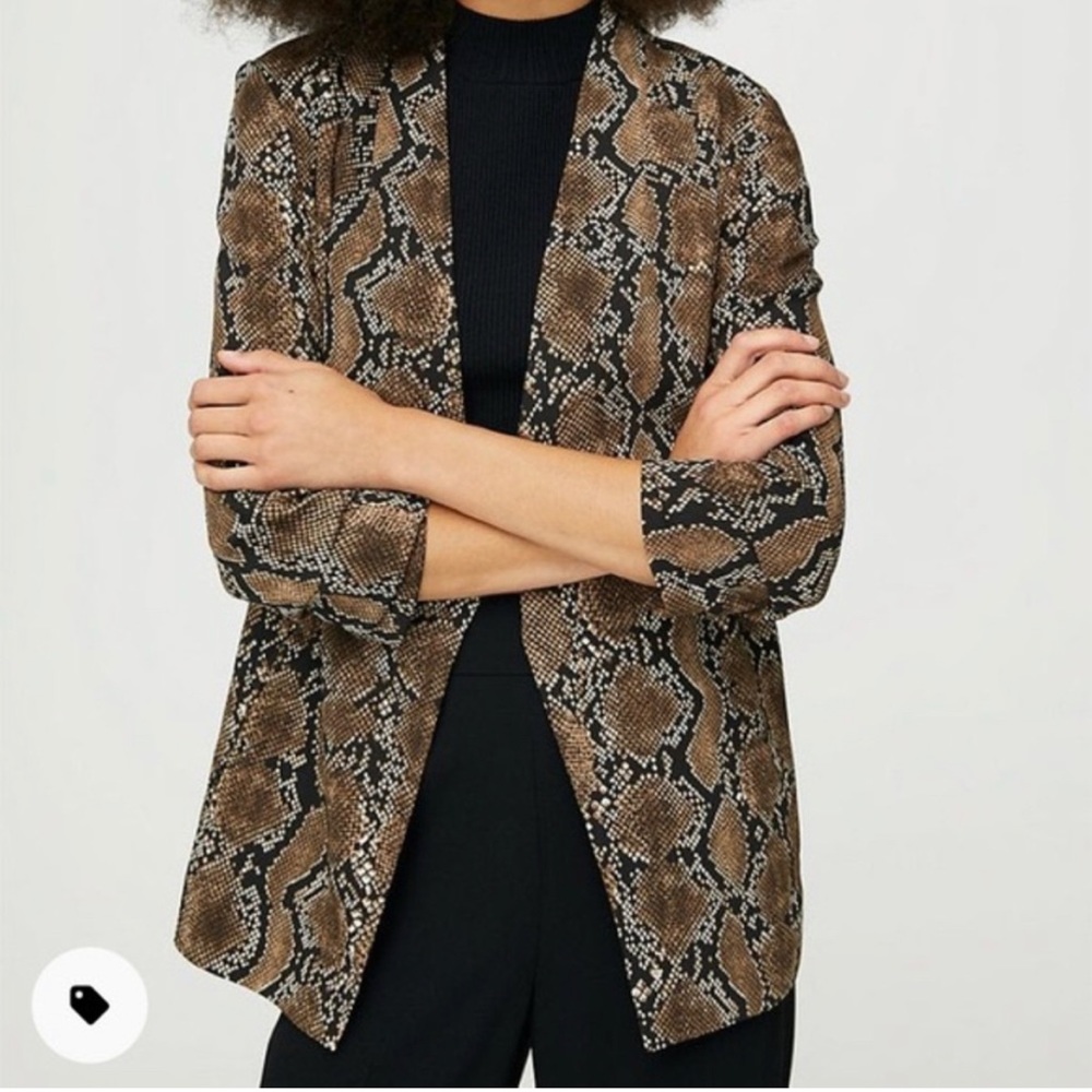 Babaton Brown Snake Print Blazer